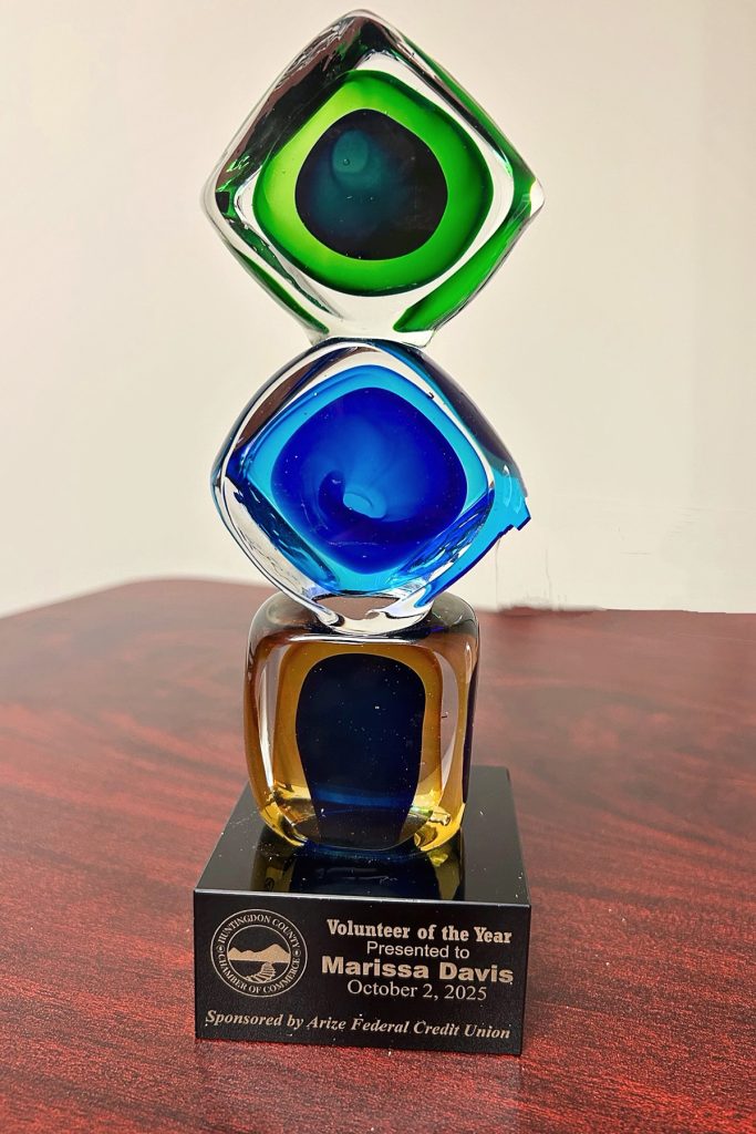 Marissa Davis. Image of the award. Volunteer of The Year.